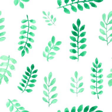 Yaprakları suluboya arka plan ile Dikişsiz desen. Vektör çizimi.