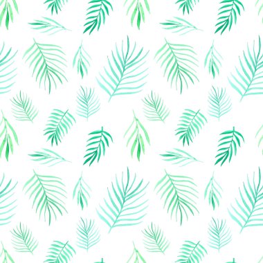 Yaprakları suluboya arka plan ile Dikişsiz desen. Vektör çizimi.