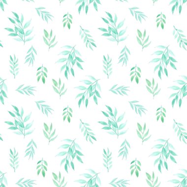 Yaprakları suluboya arka plan ile Dikişsiz desen. Vektör çizimi.