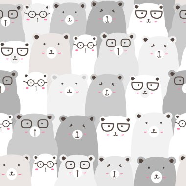 Sevimli ayı arka plan ile Dikişsiz desen, Çocuklar için Sevimli ayı doodle sanat, hediye şal ve kumaş tasarımı için Vektör çizimler.