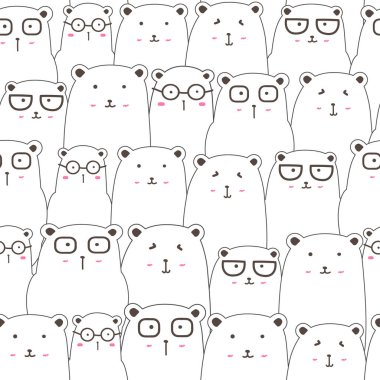 Sevimli ayı arka plan ile Dikişsiz desen, Çocuklar için Sevimli ayı doodle sanat, hediye şal ve kumaş tasarımı için Vektör çizimler.