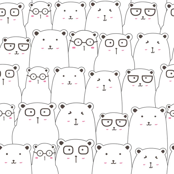 Seamless pattern with cute bear background, Cute bear doodle art for kids, Vector illustrations for gift wrap and fabric design.