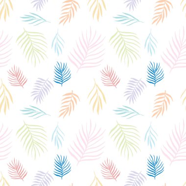 Palmiye yaprakları arka plan ile dikişsiz desen. Vektör çizimi.