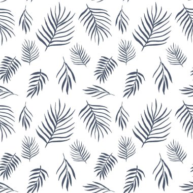 Palmiye yaprakları arka plan ile dikişsiz desen. Vektör çizimi.