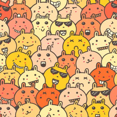 Güzel tavşan arka plan ile Dikişsiz desen, çocuklar için Sevimli tavşan doodle sanat, hediye şal ve kumaş tasarımı için Vektör illüstrasyon.