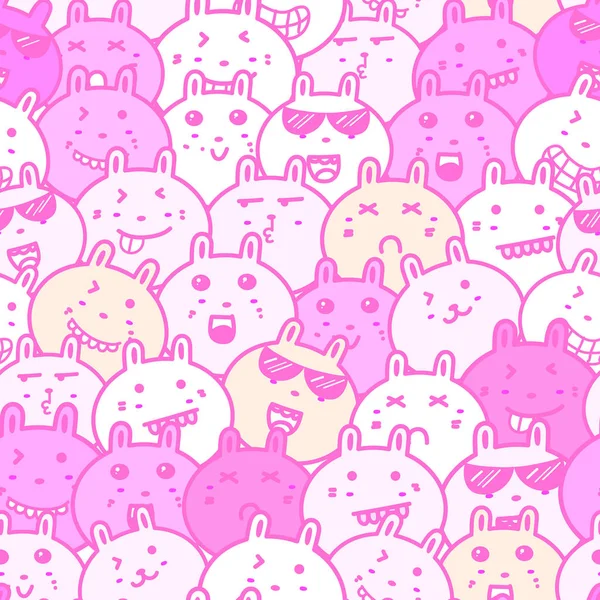 Naadloze Patroon Met Mooie Bunny Achtergrond Cute Rabbit Doodle Kunst — Stockvector