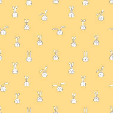Güzel tavşan arka plan ile Dikişsiz desen, çocuklar için Sevimli tavşan sanat, hediye şal ve kumaş tasarımı için Vektör illüstrasyon.