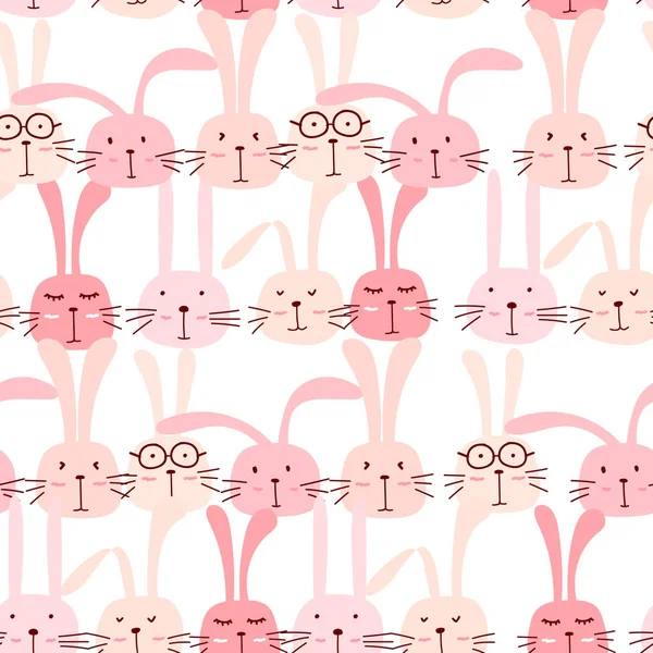 Seamless Pattern Lovely Bunny Background Cute Rabbit Art Kids Vector — Stock Vector