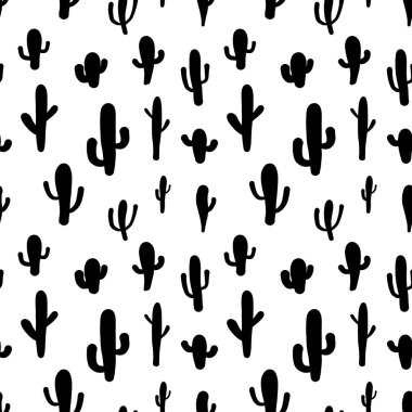 Sevimli dikişsiz kaktüs desenli arka plan. Hediye paketi tasarımı için vektör illüstrasyonları.