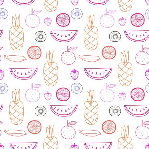 Kusursuz bir desen ve meyve arkaplanı. Hediye paketi tasarımı için vektör illüstrasyonları.