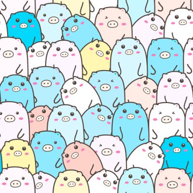 Sevimli domuz sorunsuz desen arka plan. Hediye paketi tasarımı için vektör çizimi.