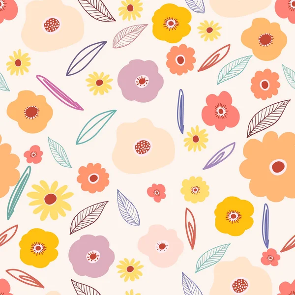Nahtlose Muster Hintergrund Mit Blumen Und Blättern Vektor Illustration Für — Stockvektor
