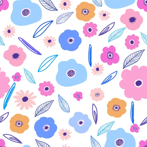 Fondo Patrón Transparente Con Flores Hojas Ilustración Vectorial Para Tela — Vector de stock