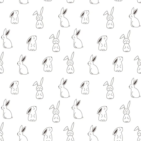 可爱的兔子无缝模式背景 用于织物和礼品包装设计的矢量插图 — 图库矢量图片