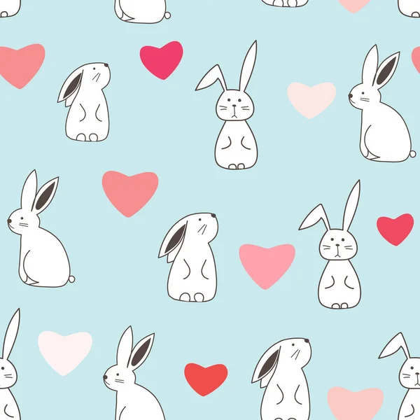 可爱的兔子无缝模式背景 用于织物和礼品包装设计的矢量插图 — 图库矢量图片