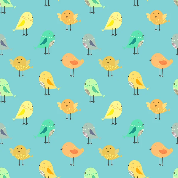 Sevimli Kuş Sorunsuz Desen Arka Plan Kumaş Hediye Sarıcı Kağıt — Stok Vektör