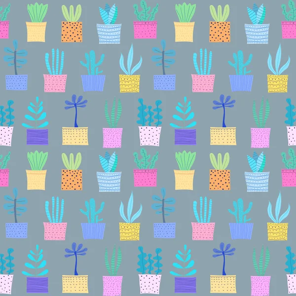 Saftige Pflanze Nahtlose Muster Hintergrund Vektorillustration Für Stoff Und Geschenkpapier — Stockvektor