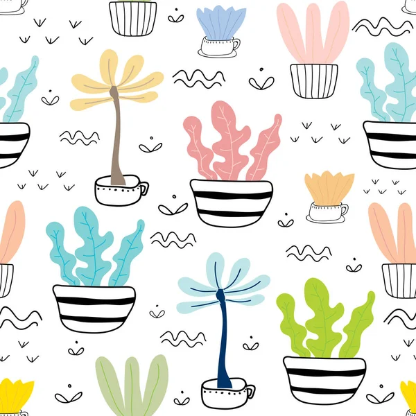 Saftige Pflanze Nahtlose Muster Hintergrund Vektorillustration Für Stoff Und Geschenkpapier — Stockvektor