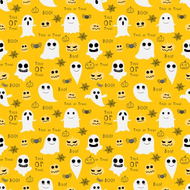 Cadılar Bayramı 'nın kusursuz bir geçmişi var. Kumaş ve hediye paketi kağıt tasarımı için vektör illüstrasyonu.