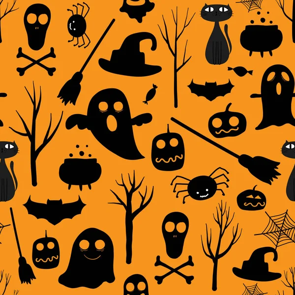 Halloween Seamless Pattern Background Vector Illustration Fabric Gift Wrap Paper — Stock Vector