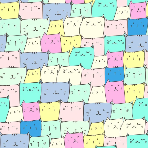Ładny Kot Bez Szwu Wzór Tła Ilustracja Wektorowa Projektowania Tkanin — Wektor stockowy