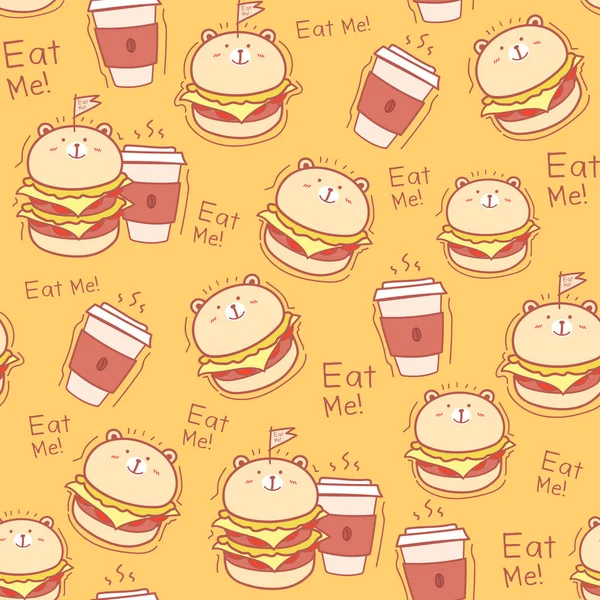 Seamless Pattern Burger Background Vector Illustration — Stock Vector
