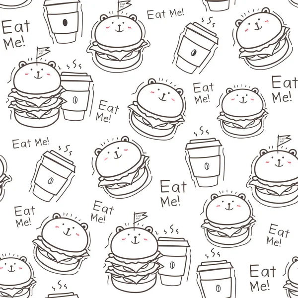 Seamless Pattern Burger Background Vector Illustration — Stock Vector