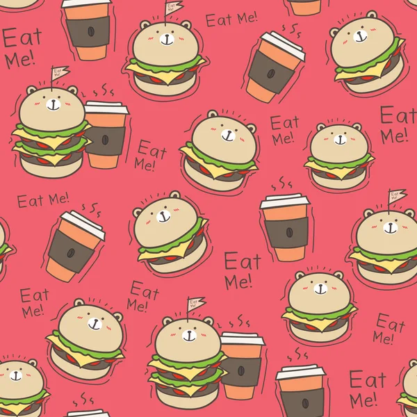 Seamless Pattern Burger Background Vector Illustration — Stock Vector