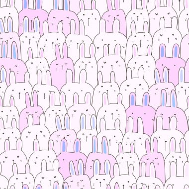 Sevimli tavşan sorunsuz desen arka plan. Vektör çizimi.