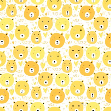 Sevimli ayı sorunsuz desen arka plan. Vektör çizimi.