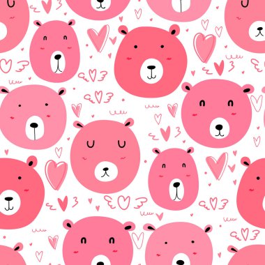 Sevimli ayı sorunsuz desen arka plan. Vektör çizimi.