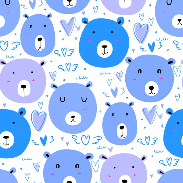 Cute Bear Seamless Pattern Background Vector Illustration — Stock Vector
