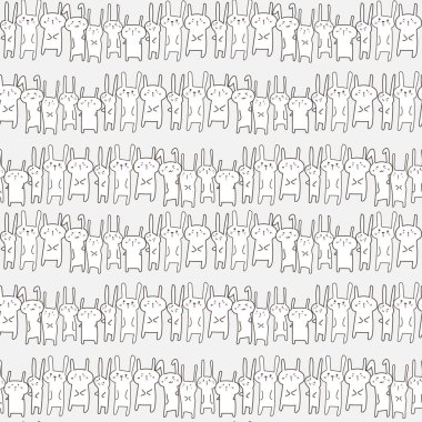 Sevimli tavşan sorunsuz desen arka plan. Vektör çizimi.