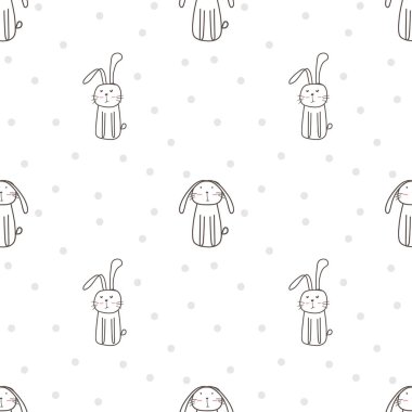 Sevimli tavşan sorunsuz desen arka plan. Vektör çizimi.