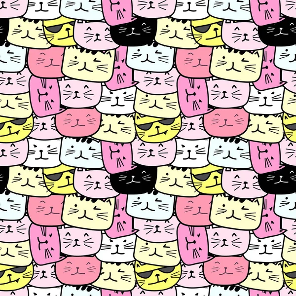 Cute cat seamless pattern background. Vector illustration.