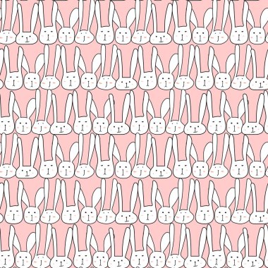 Sevimli tavşan sorunsuz desen arka plan. Vektör çizimi.