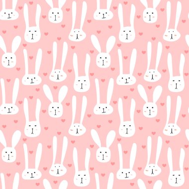 Sevimli tavşan sorunsuz desen arka plan. Vektör çizimi.