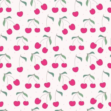 Kiraz dikişsiz desen arka plan. Vektör çizimi.