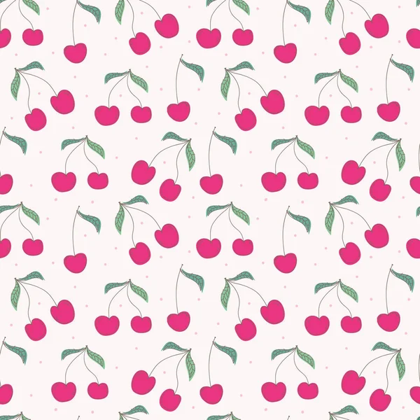 Cerise Fond Motif Sans Couture Illustration Vectorielle — Image vectorielle