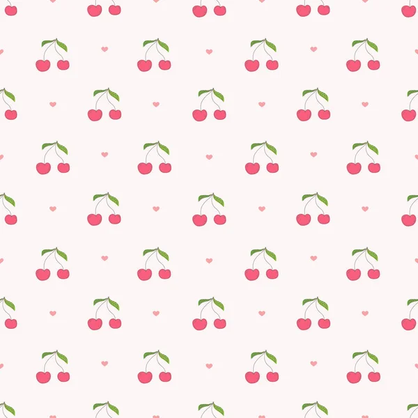 Cherry Seamless Pattern Background Vector Illustration — Stock Vector