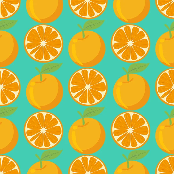 Laranja Fruta Sem Costura Fundo Padrão Ilustração Vetorial — Vetor de Stock