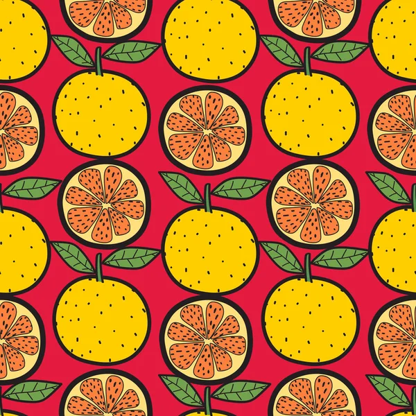 Portakal Meyve Dikişsiz Desen Arka Plan Vektör Çizimi — Stok Vektör