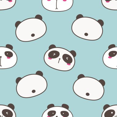 Sevimli panda sorunsuz desen arka plan. Vektör çizimi.