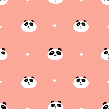Sevimli panda sorunsuz desen arka plan. Vektör çizimi.