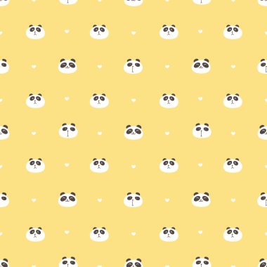 Sevimli panda sorunsuz desen arka plan. Vektör çizimi.