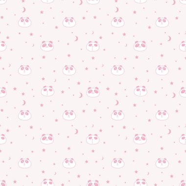 Sevimli panda sorunsuz desen arka plan. Vektör çizimi.