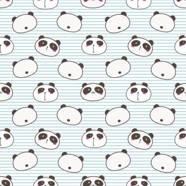 Sevimli panda sorunsuz desen arka plan. Vektör çizimi.