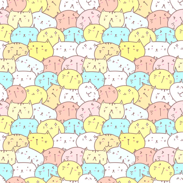 かわいい猫シームレスなパターンの背景 ベクトルイラスト — ストックベクタ