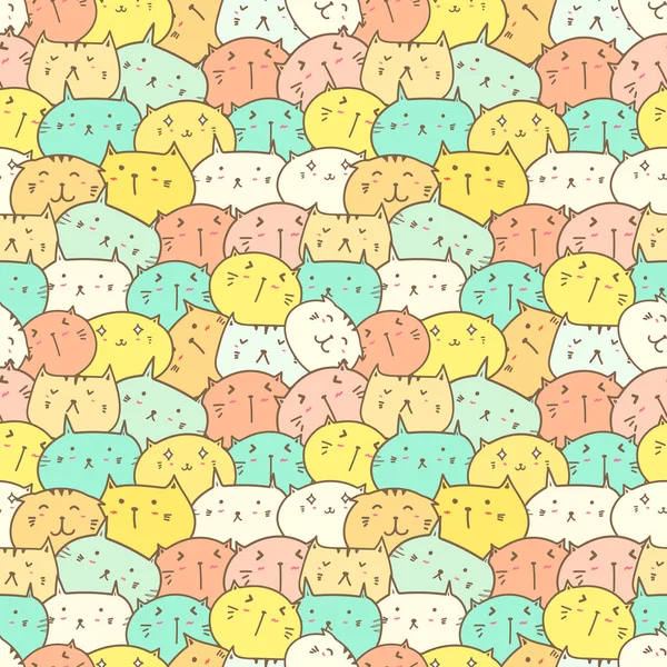 かわいい猫シームレスなパターンの背景 ベクトルイラスト — ストックベクタ