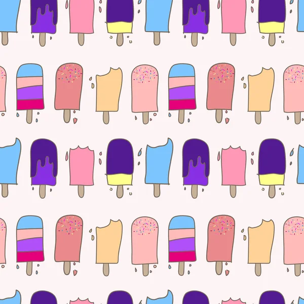 Cute Ice Cream Seamless Pattern Background Vector Illustration — Stock Vector